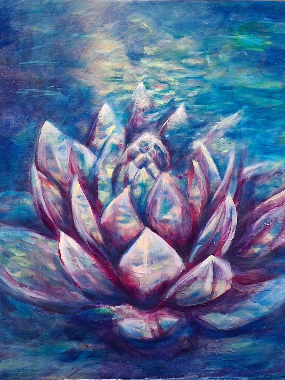 Blue and Purple Lotus Wall Art by